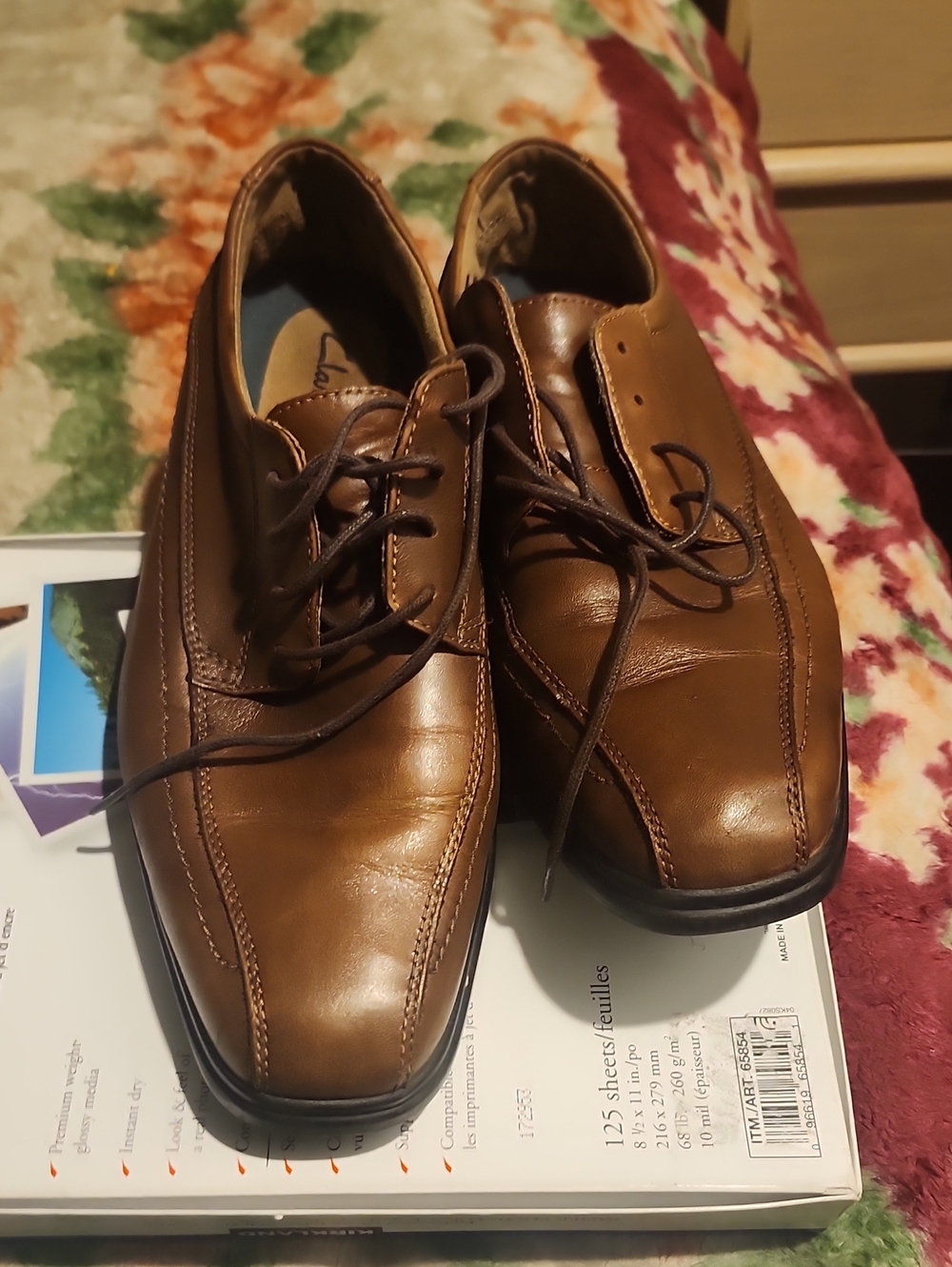 Classic Clarks Plus Brown Leather Men's Sz9 Lace-Up Dress Shoes